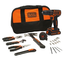 Black and Decker - 18V Lithiumion Drill driver with 400mA charger and 1 battery with Hand Tools in Soft bag - BDCDC18HTSA