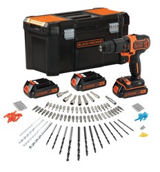 Black and Decker - 18V Lithiumion 2Gear Hammer Drill with 3 Batteries Fast Charger and 120 accessories in Storage Case - BDCHD181B3A