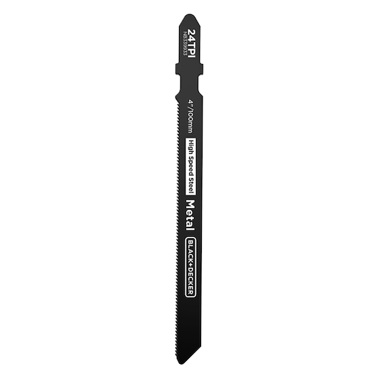 BLACK+DECKER BLCJS78N metal jigsaw blade, black, straight-on angle, high speed steel, 24 TPI for cutting metal.