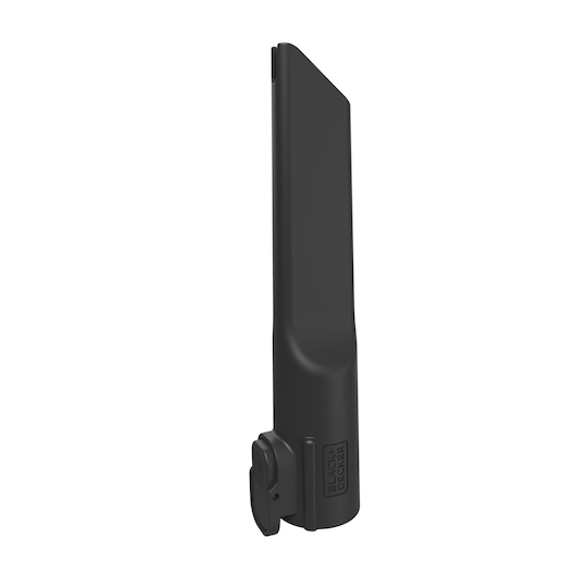 BLACKDECKER BSV520BRB vacuum crevice tool attachment in black, side angle on white background.
